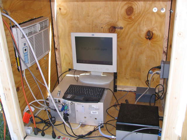 Inside the equipment box at the rice site