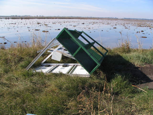 The wind blew over the solar panels and wooden platform