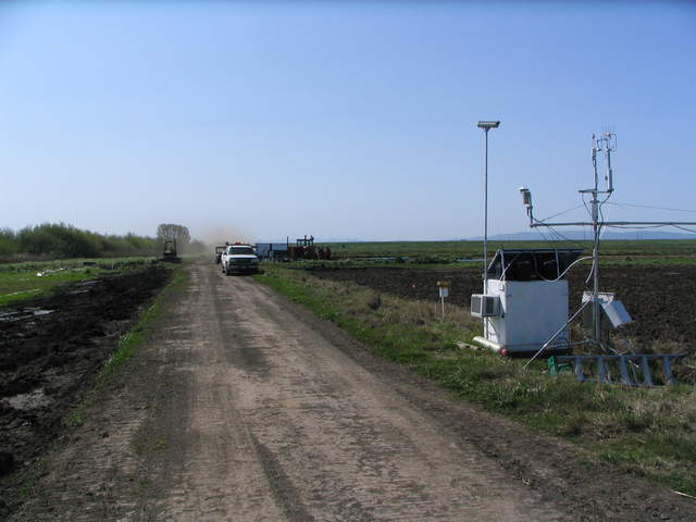 Farm road and rice eddy tower