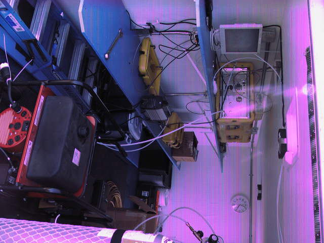 Inside LGR trailer at Levee tower site