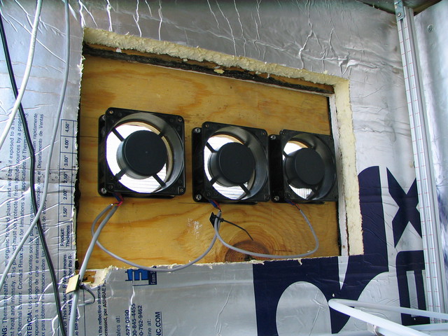 Fans instead of an AC unit in the equipment box