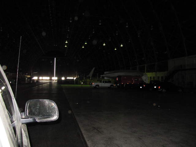 Inside the giant hangar at Moffett Field