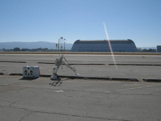 Eddy tower on runway apron looking west