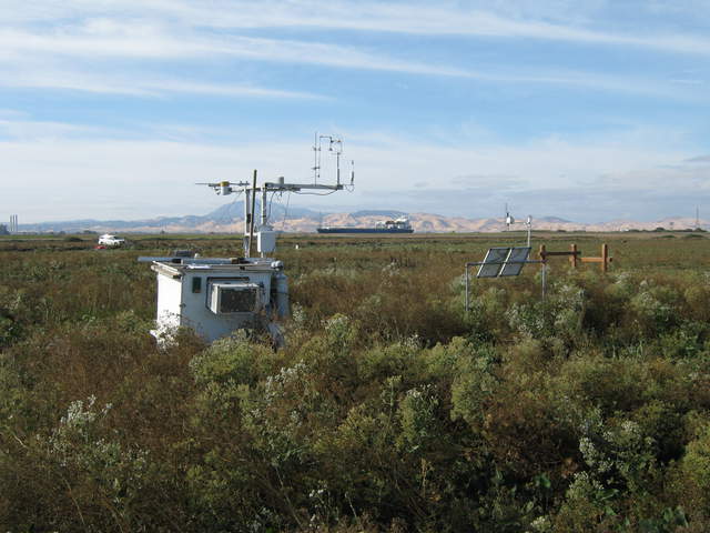 Eddy tower with ship in the background