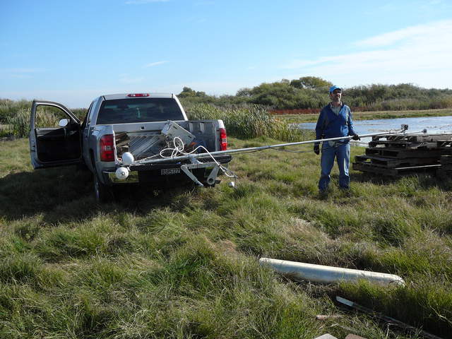 Dennis helping to move the rice eddy tower