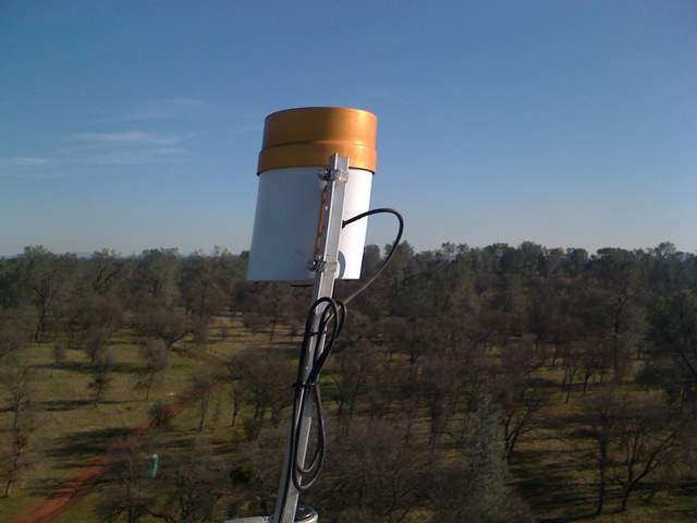 Tipping rain bucket on the tower top