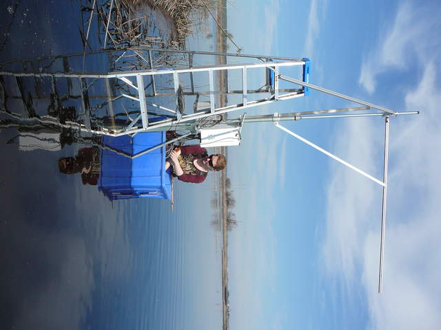 Jaclyn working on the tule tower