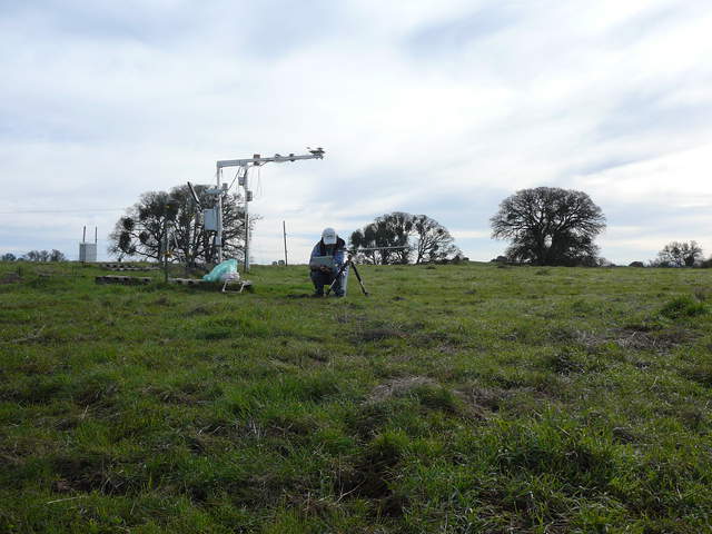 Siyan doing spectral measurements near radiometer tower