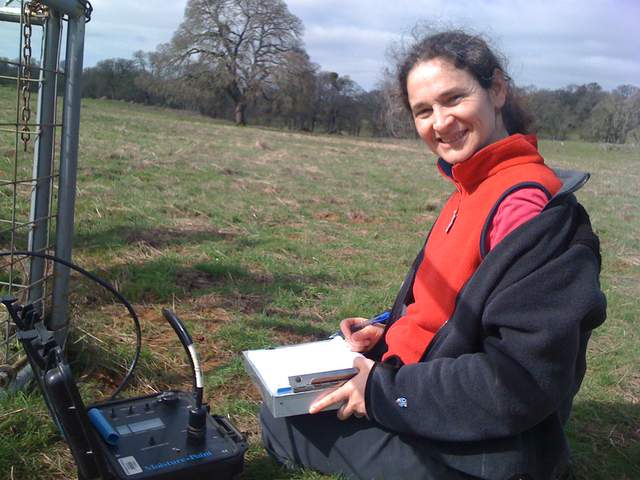 Laurie doing soil moisture measurements