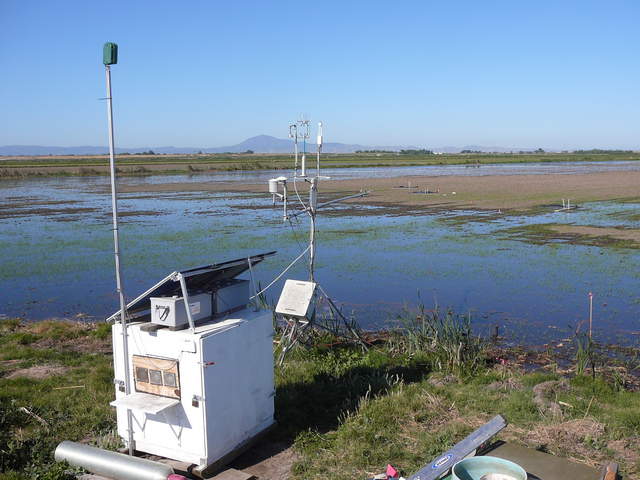 Equipment box and tower with Mt Diablo in the background