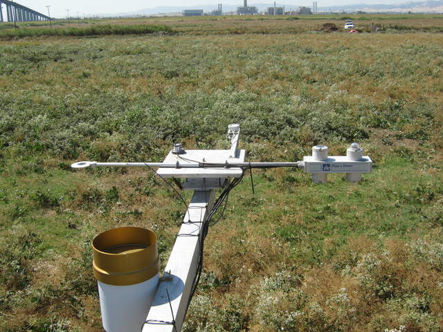 Radiometers and tipping bucket at the cow pasture