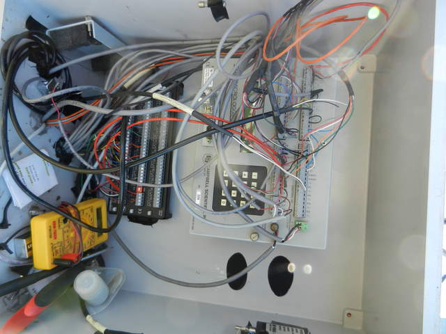 Wiring inside the data logger box at Vaira