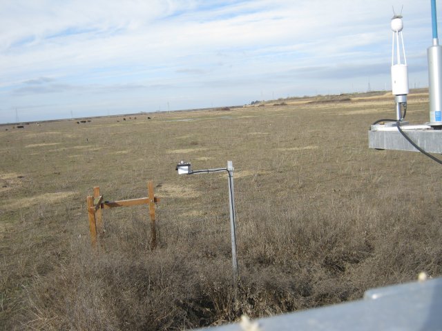 Standing water in mid-ground