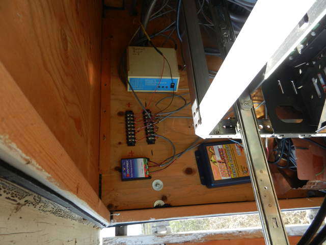 Power and wiring inside the equipment box at the cow pasture