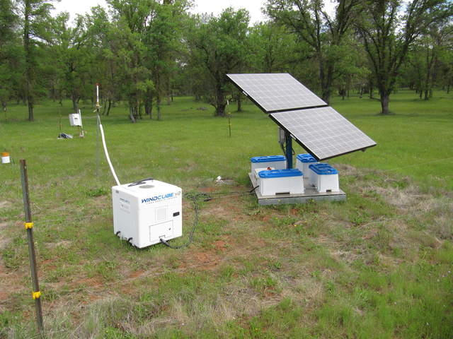 Vertical wind profiler and solar panels