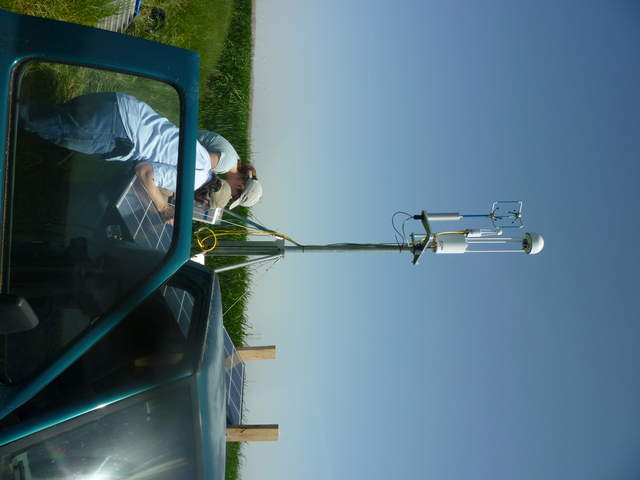 Sara and Dennis setting up the portable tower