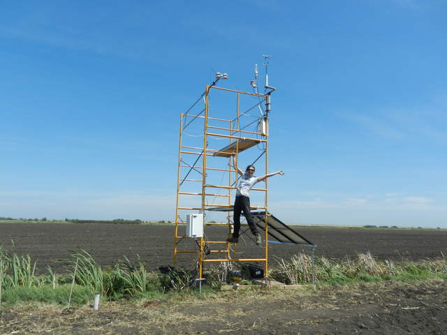 Melanie on new corn eddy tower