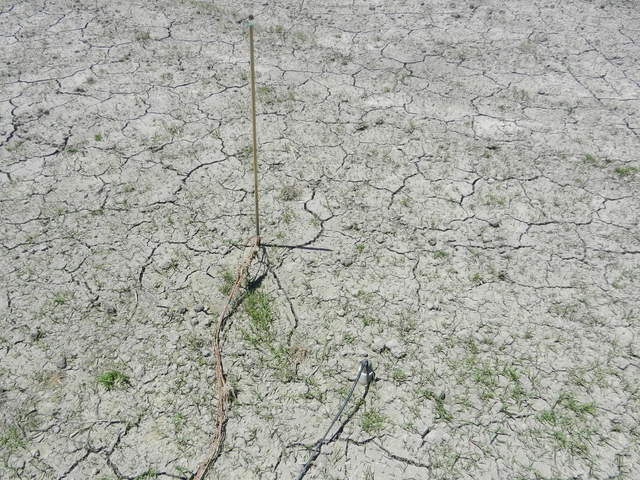 Ground sensors and cracked mud in the rice paddy