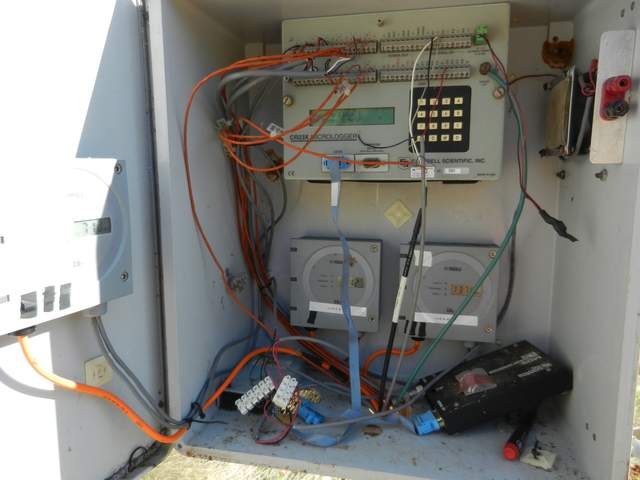 Wiring inside soil CO2 data logger box