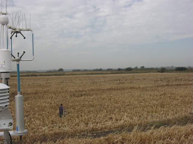 Doing spectral measurements in harvested corn field
