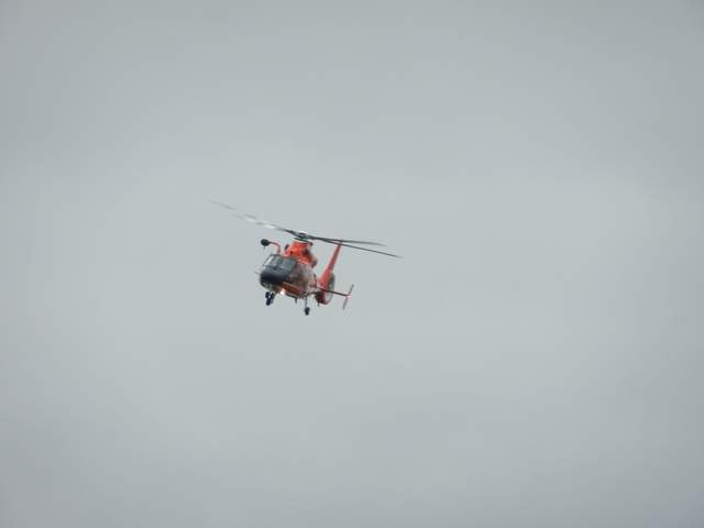 Coast guard helicopter in flight