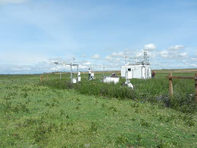 Two Ameriflux test towers at the Cow pasture and LGR trailer