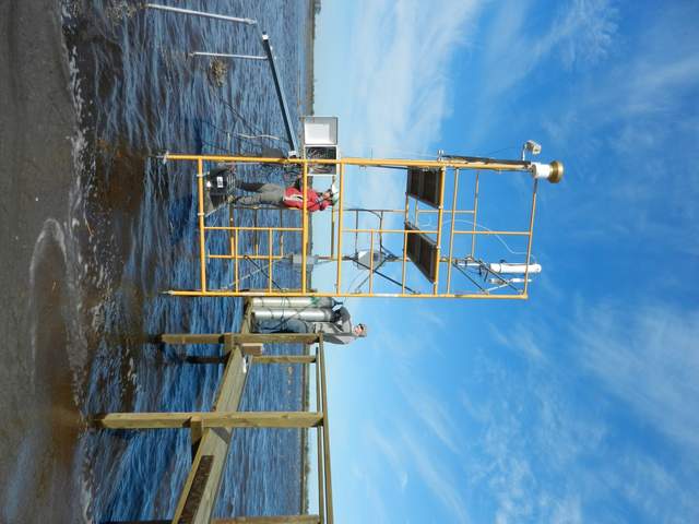 Sara and Cove on site calibrating the 7700