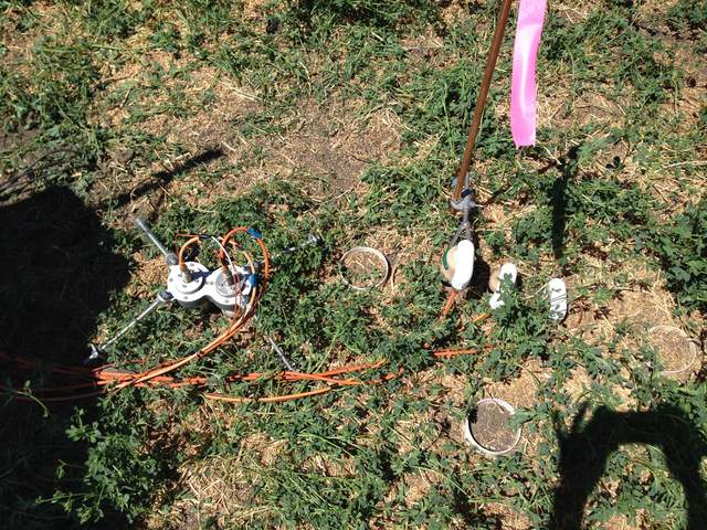 Soil CO2 sensors in the alfalfa field