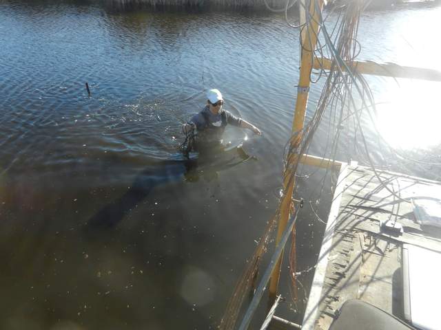 Sara servicing water sensors