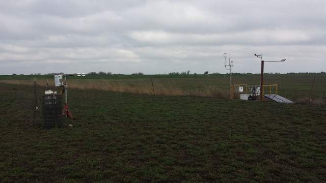 Radiometers and eddy tower with sheep fencing