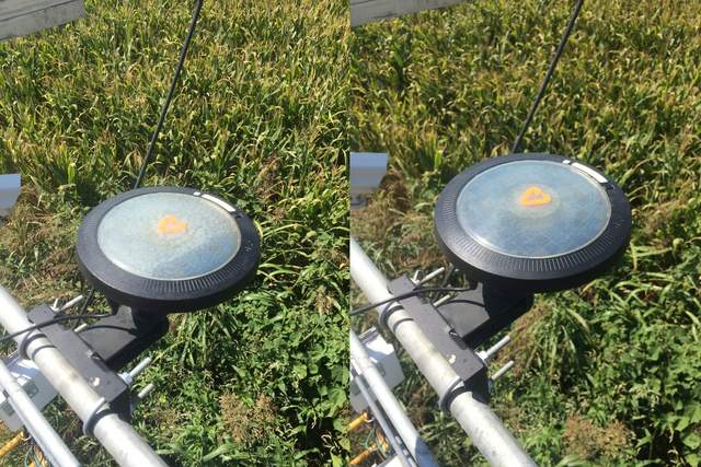 We polished the Arable dome with some toothpaste, before (left) and after (right). It