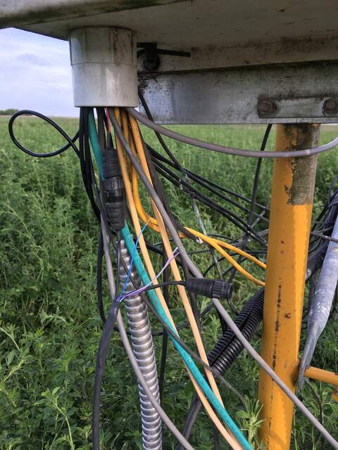 The newly installed FD chambers at both BA and BC has their data connector hanging underneath the datalogger box.