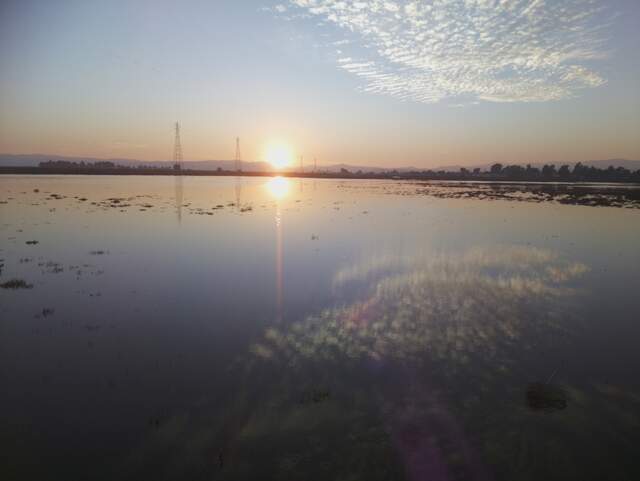 Nice sunset reflected in the water