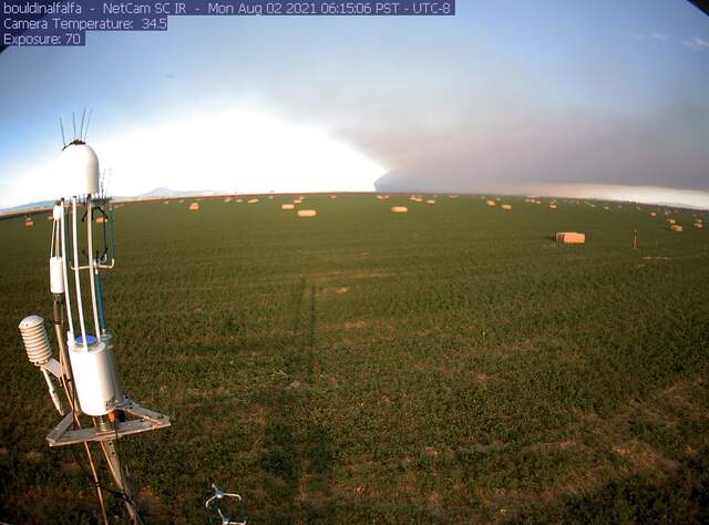Smoke plume from Bradford Island fire