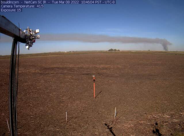 Smoke plume from fire to northwest