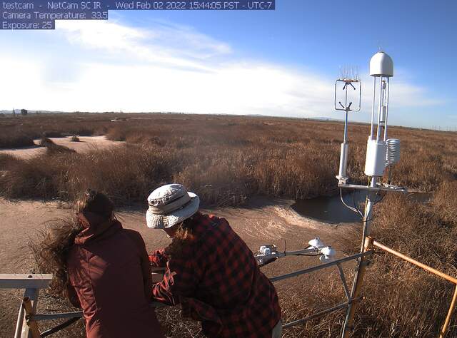 Ariane and Joe working on sensors. It