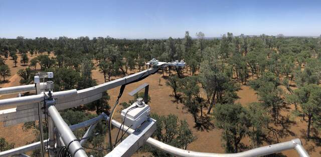 Rotating shadow band set up on the top of Tonzi tower for an intercomparison with the Delta-T BF5 diffuse PAR sensor