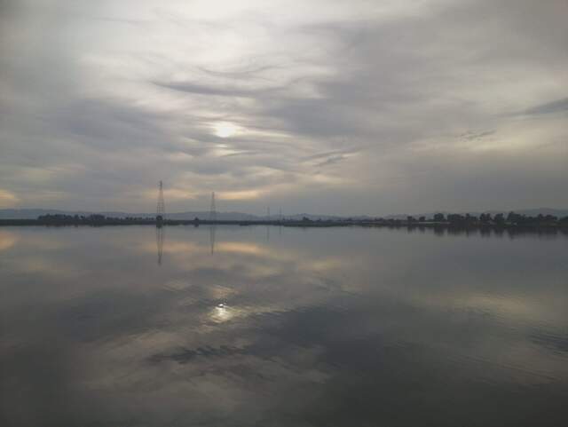 Overcast reflected in the water