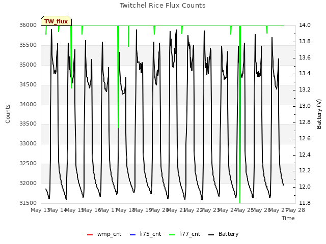 plot of Twitchel Rice Flux Counts