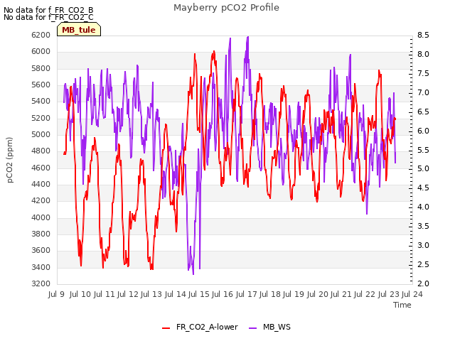 plot of Mayberry pCO2 Profile