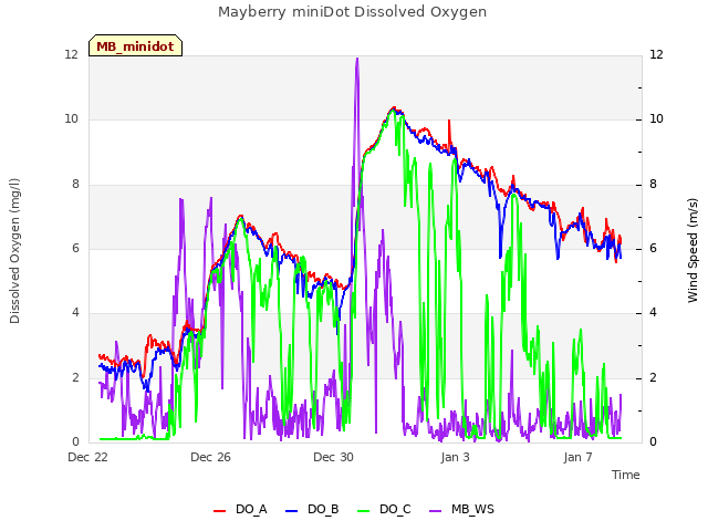 Explore the graph:Mayberry miniDot Dissolved Oxygen in a new window