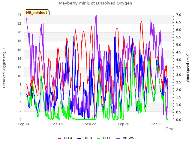 Explore the graph:Mayberry miniDot Dissolved Oxygen in a new window