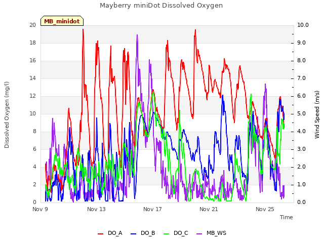 Explore the graph:Mayberry miniDot Dissolved Oxygen in a new window