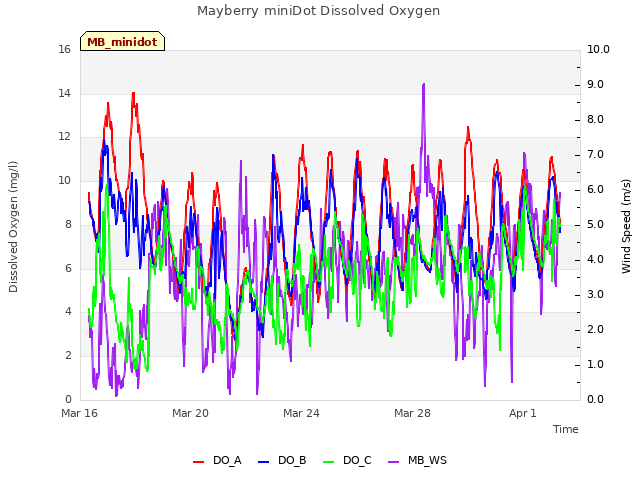 Explore the graph:Mayberry miniDot Dissolved Oxygen in a new window