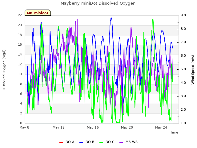 Explore the graph:Mayberry miniDot Dissolved Oxygen in a new window