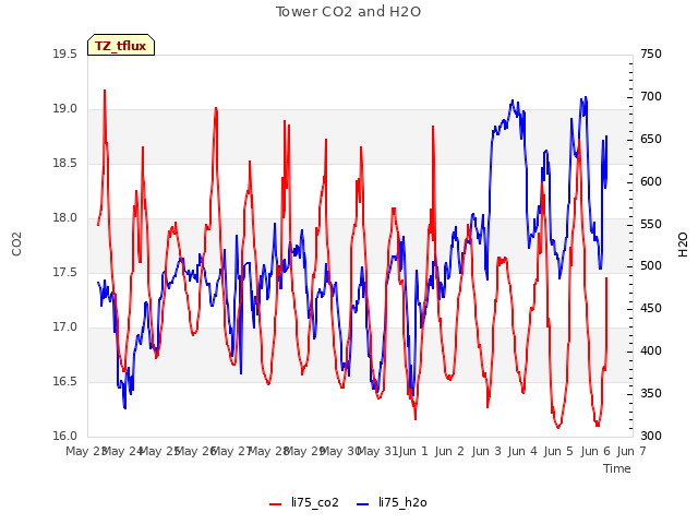 plot of Tower CO2 and H2O