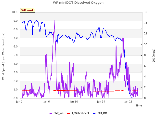 Explore the graph:WP miniDOT Dissolved Oxygen in a new window