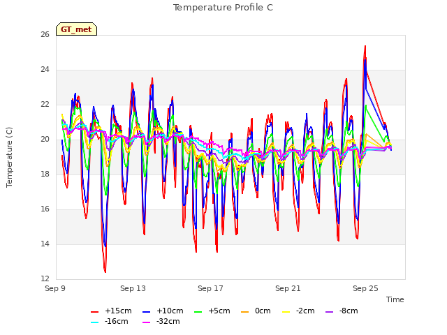 Explore the graph:Temperature Profile C in a new window