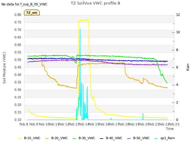 plot of TZ SoilVue VWC profile B