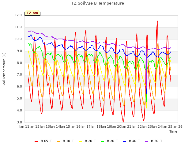 plot of TZ SoilVue B Temperature